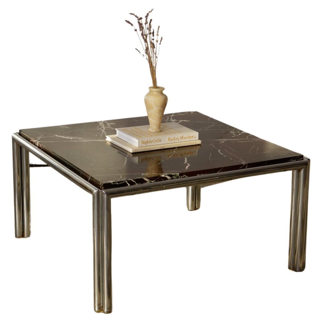 1970s Rosa Levanto Marble Table with Chrome Legs