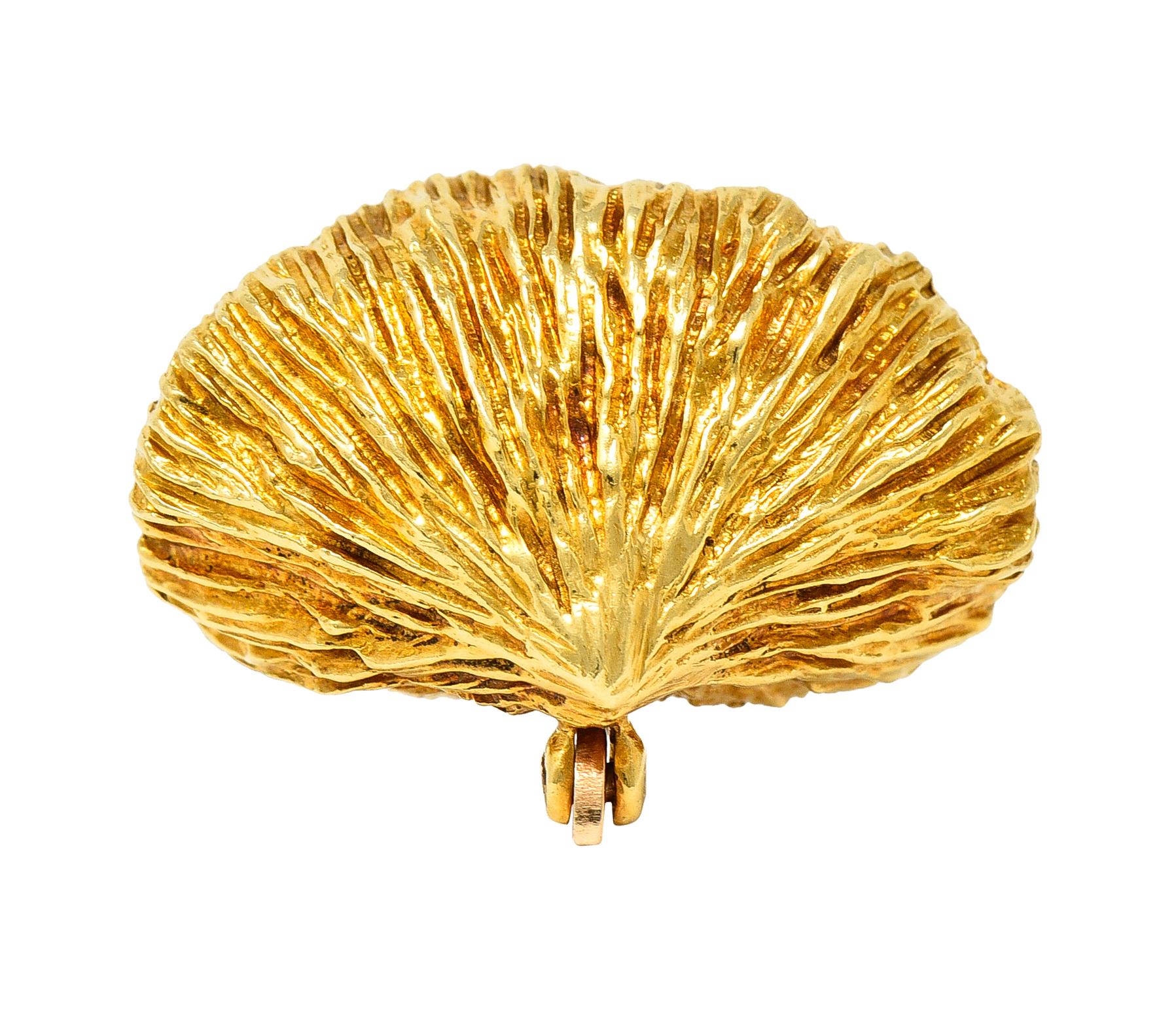 1970's Rosenthal 1.25 Carats Pave Diamond 18 Karat Two-Tone Gold Mushroom Brooch 2