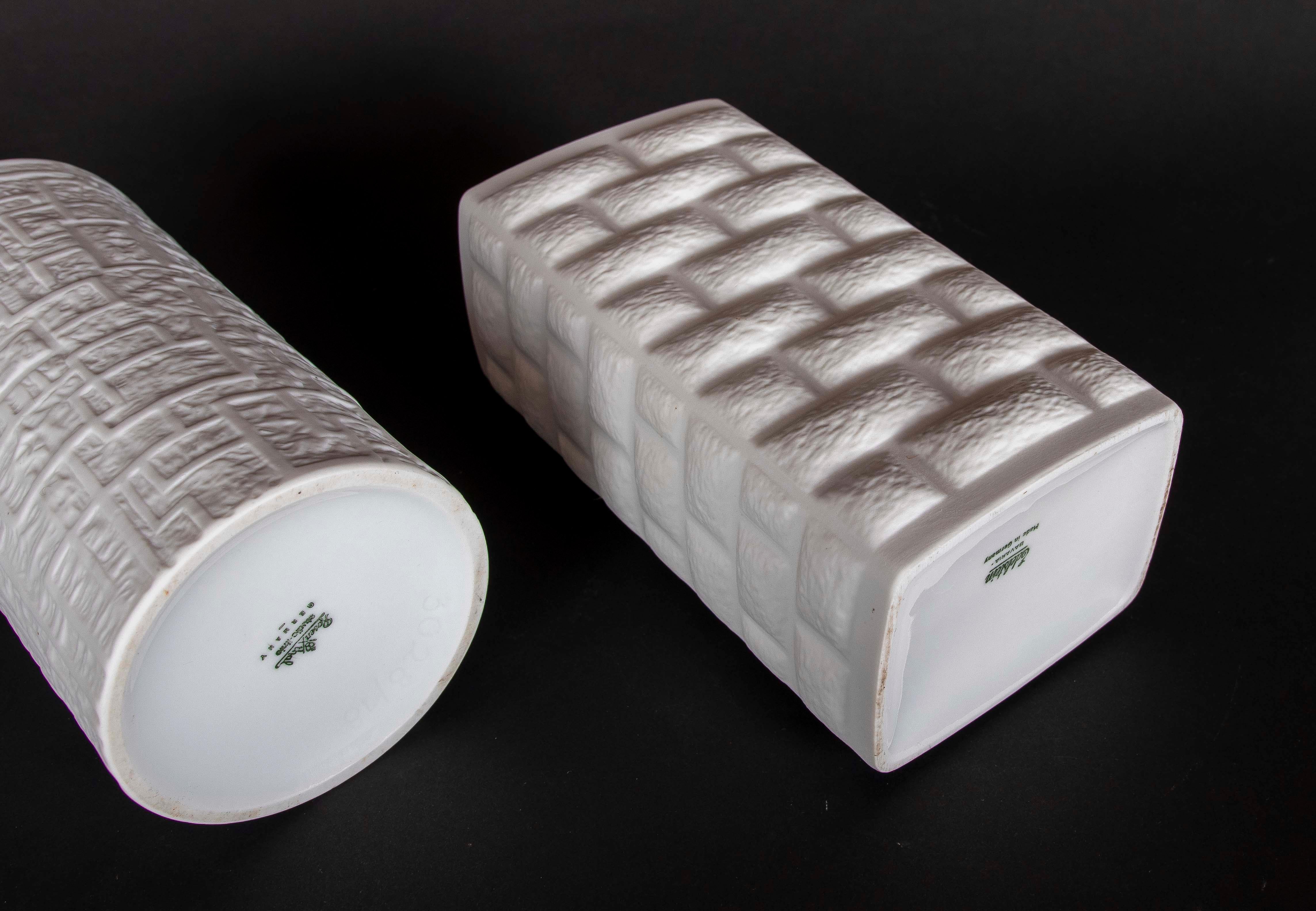 Ceramica Set di vasi degli anni '70 di Rosenthal Linee Studio con goffratura geometrica in vendita