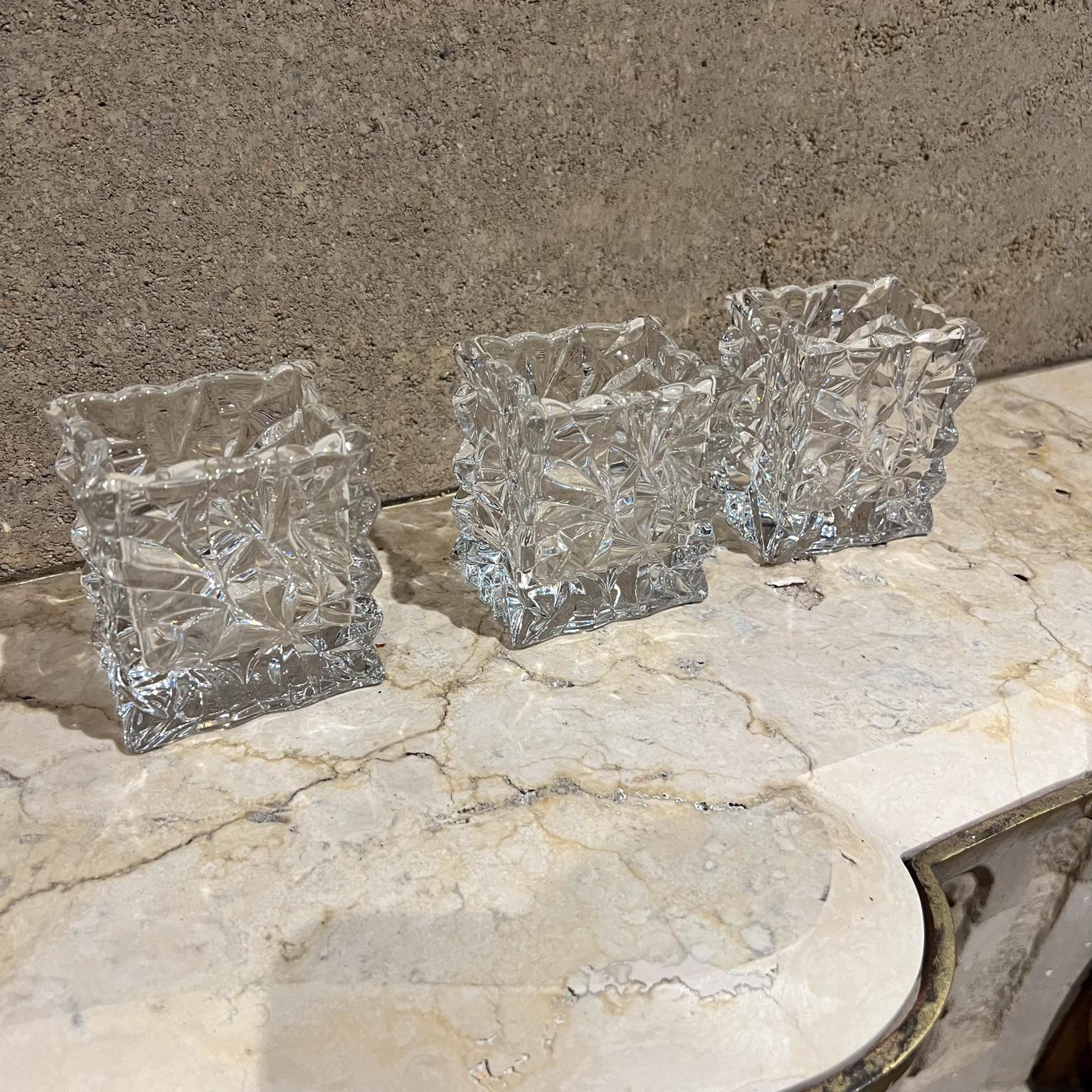 Mid-Century Modern 1970s Rosenthal Studio Linie Crystal Crinkle Vase Set 3 Germany