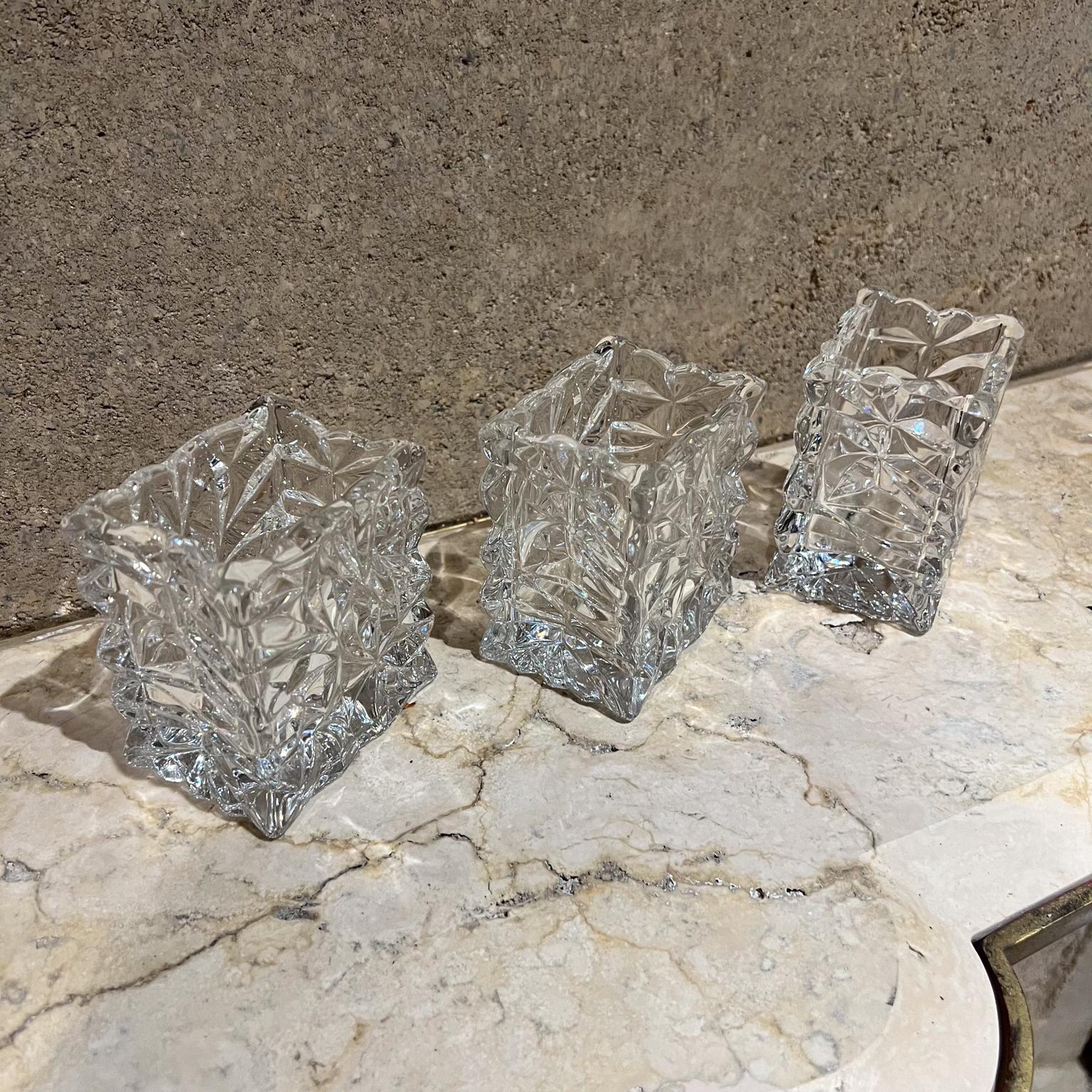 1970s Rosenthal Studio Linie Crystal Crinkle Vase Set 3 Germany In Good Condition In Chula Vista, CA