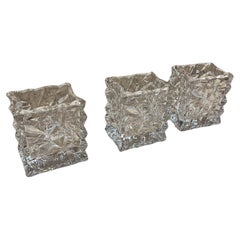 1970s Rosenthal Studio Linie Crystal Crinkle Vase Set 3 Germany