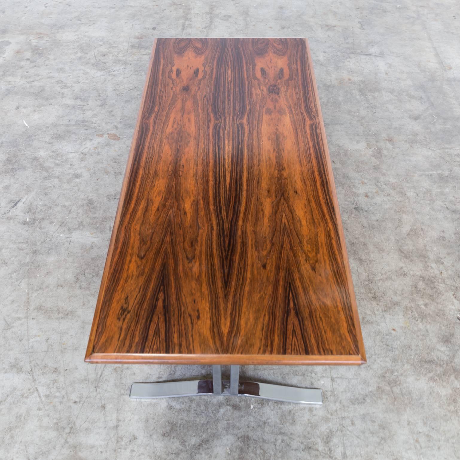 1970s Rosewood and Chrome Coffee Table For Sale 3