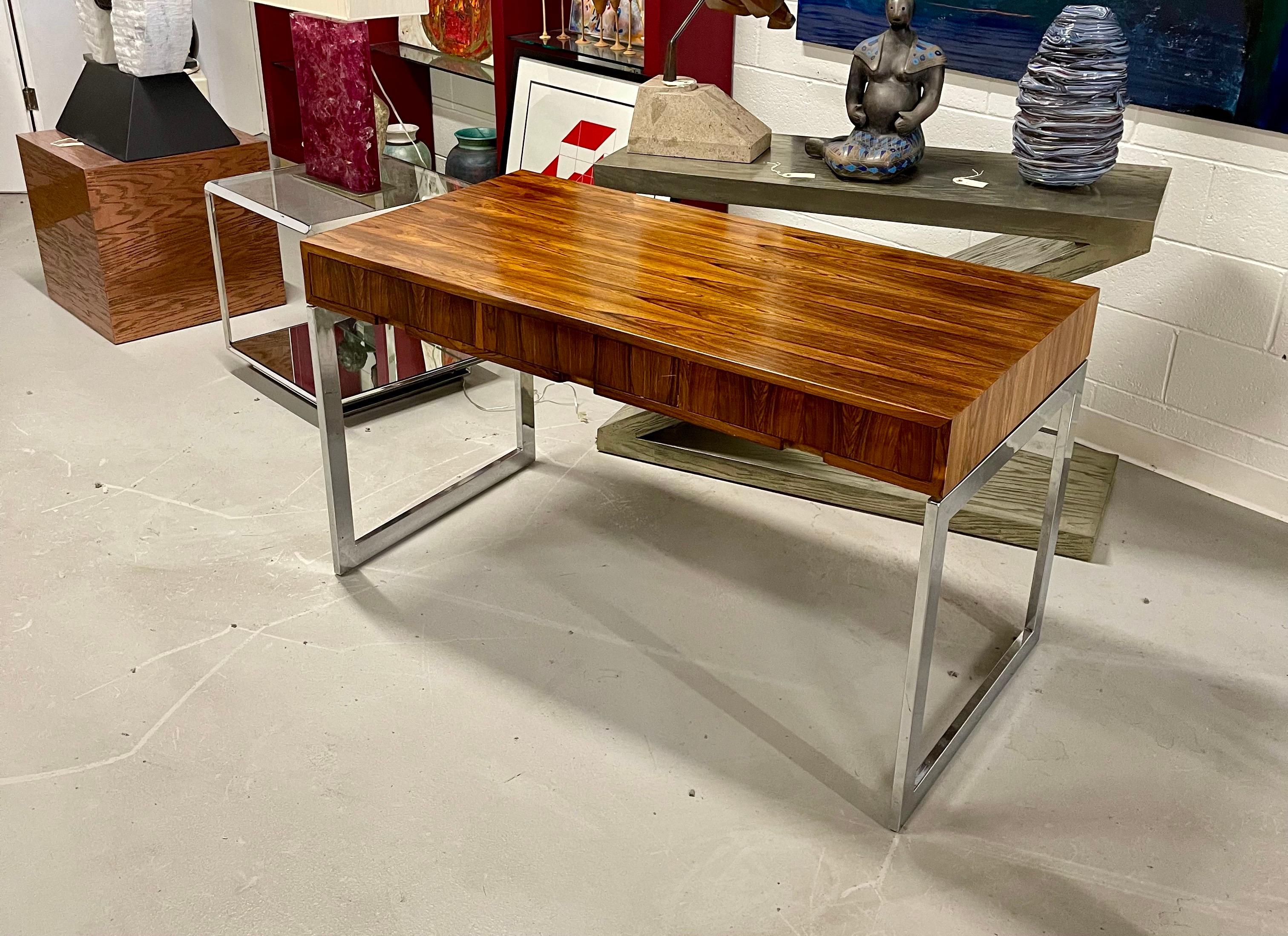 Late 20th Century 1970's Rosewood and Chrome Desk