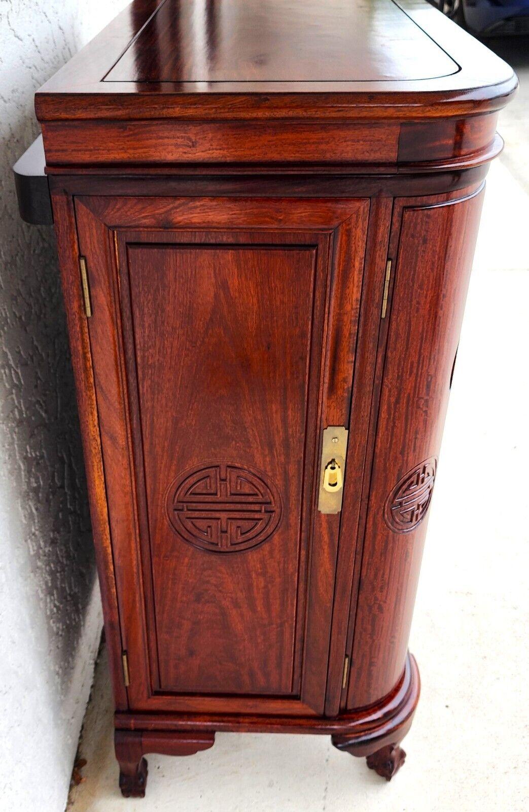1970s Rosewood Dry Bar Cabinet Asian Chinoiserie For Sale 6