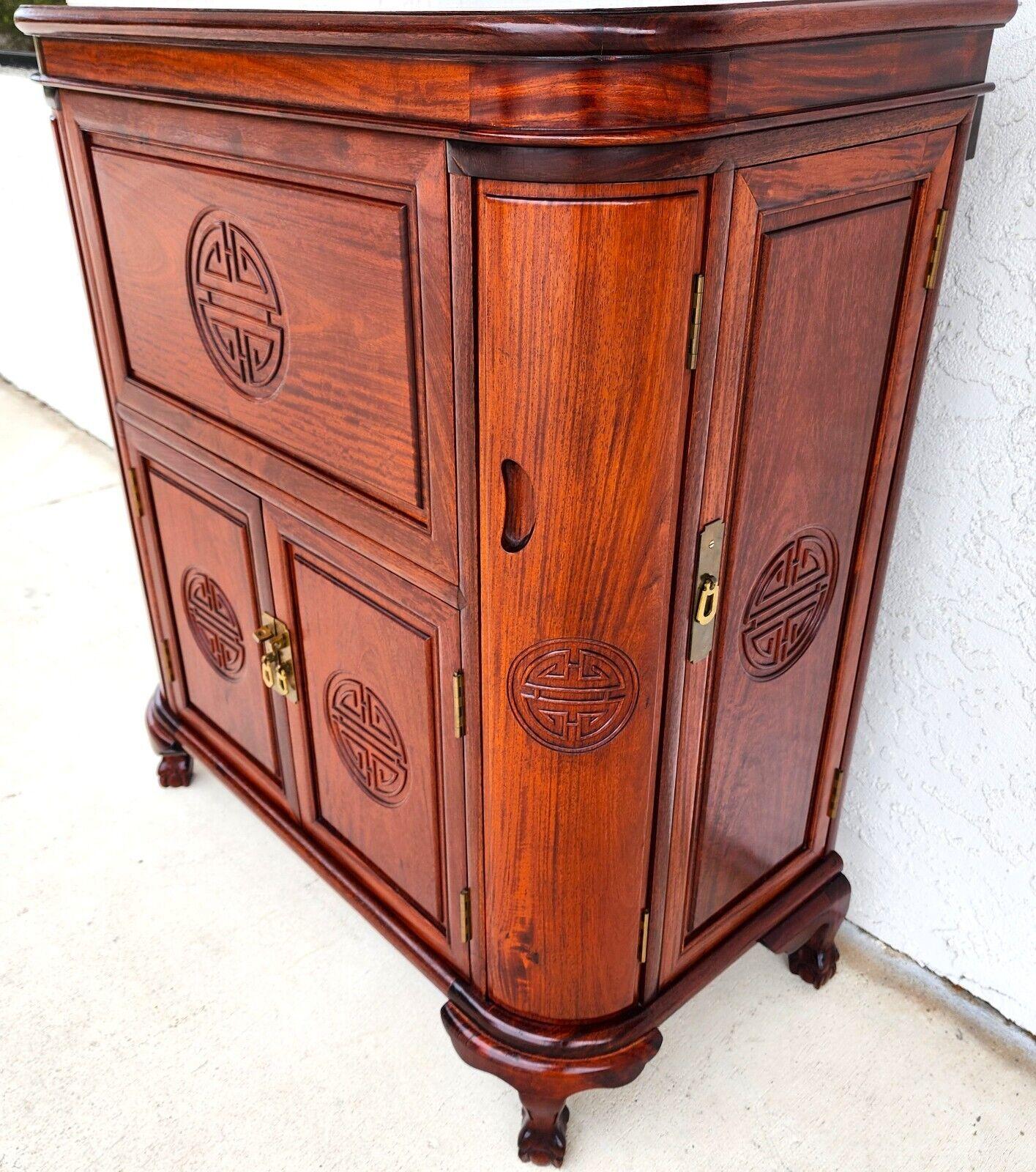 1970s Rosewood Dry Bar Cabinet Asian Chinoiserie For Sale 2