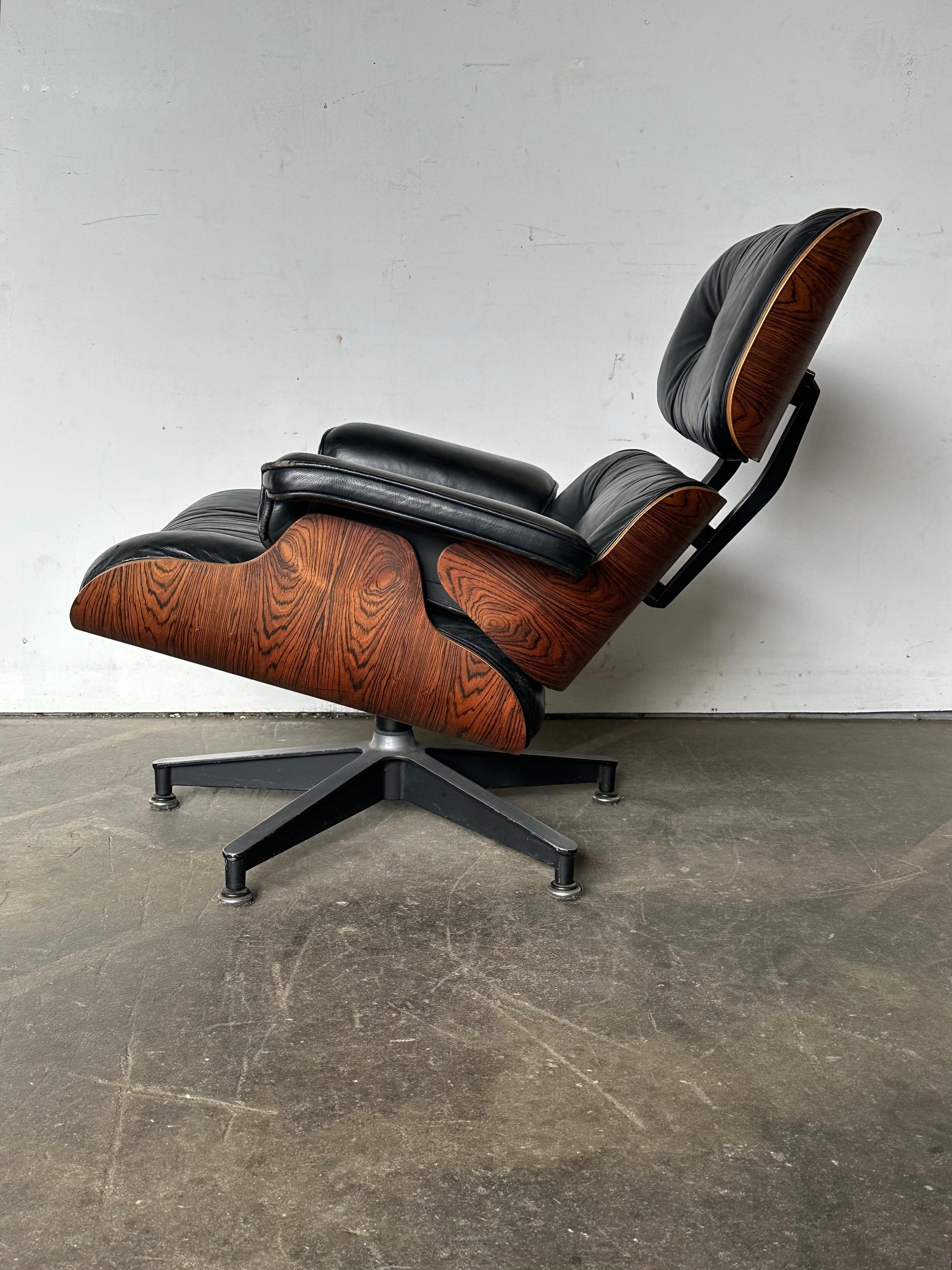 1970s Rosewood Herman Miller Lounge Chair and Ottoman 2