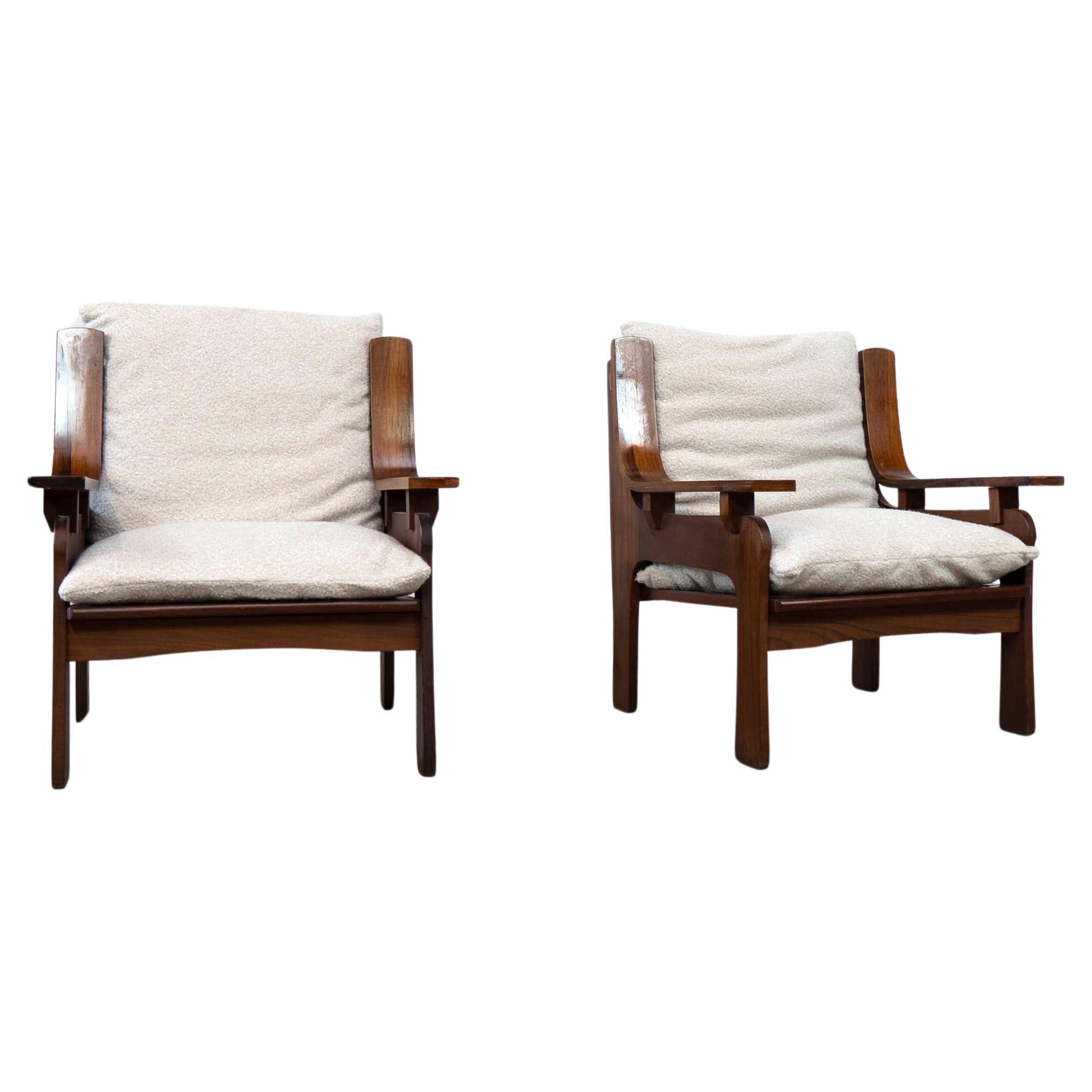 1970's rosewood Italian lounge chairs For Sale