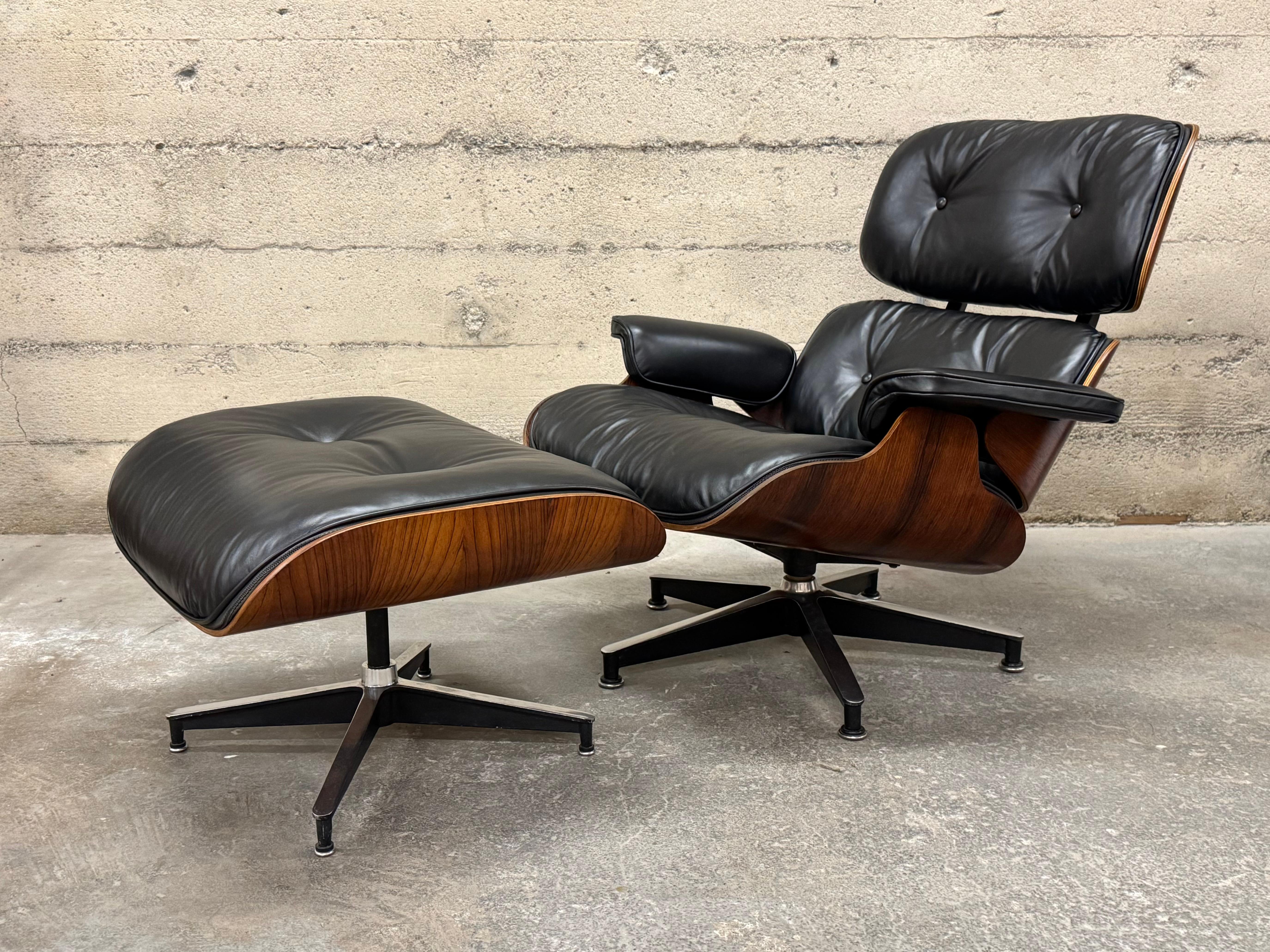 1970s Rosewood & Leather Eames Lounge Chair & Ottoman (Restored) Herman Miller For Sale 6