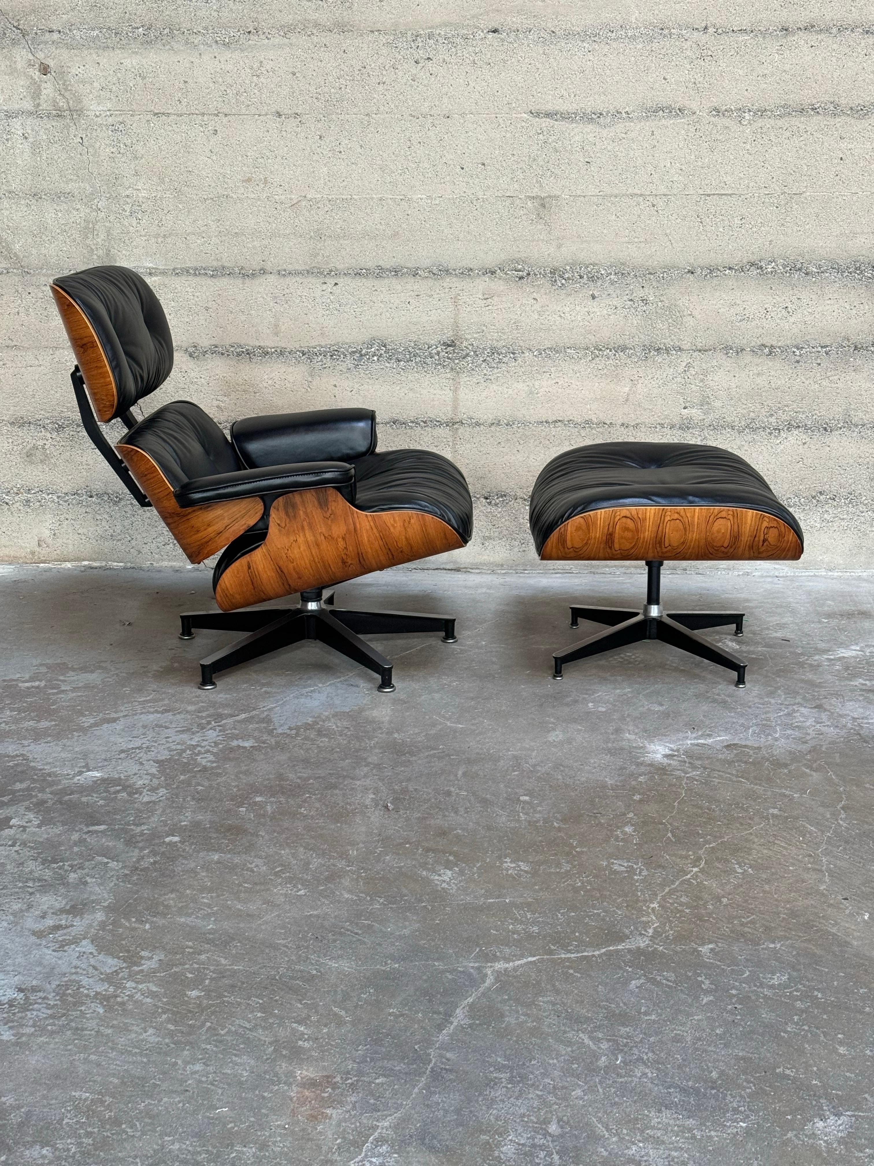 1970s Rosewood / Leather Eames Lounge & Ottoman 670 / 671 Herman Miller 5