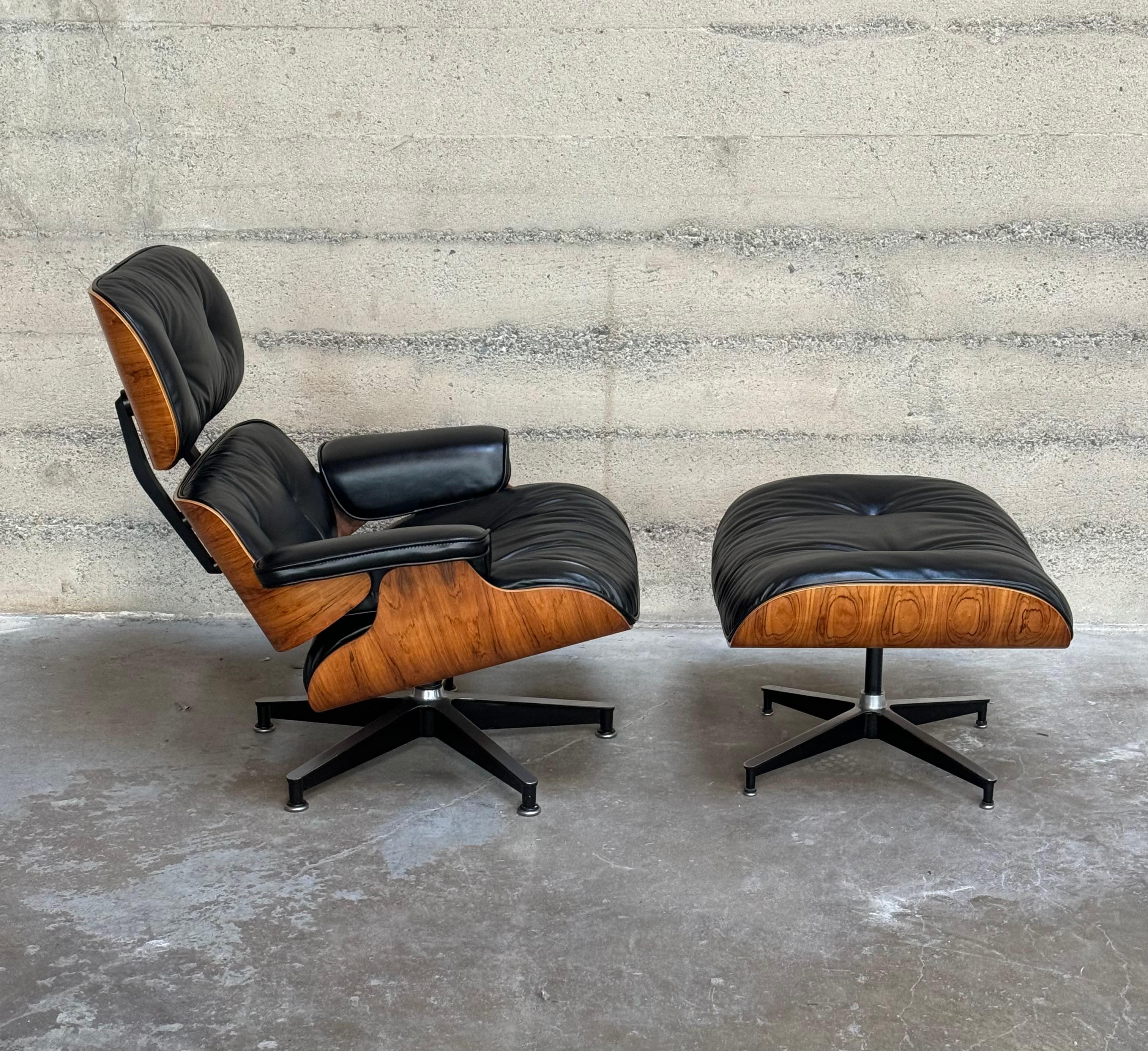 1970s Rosewood / Leather Eames Lounge & Ottoman 670 / 671 Herman Miller 5