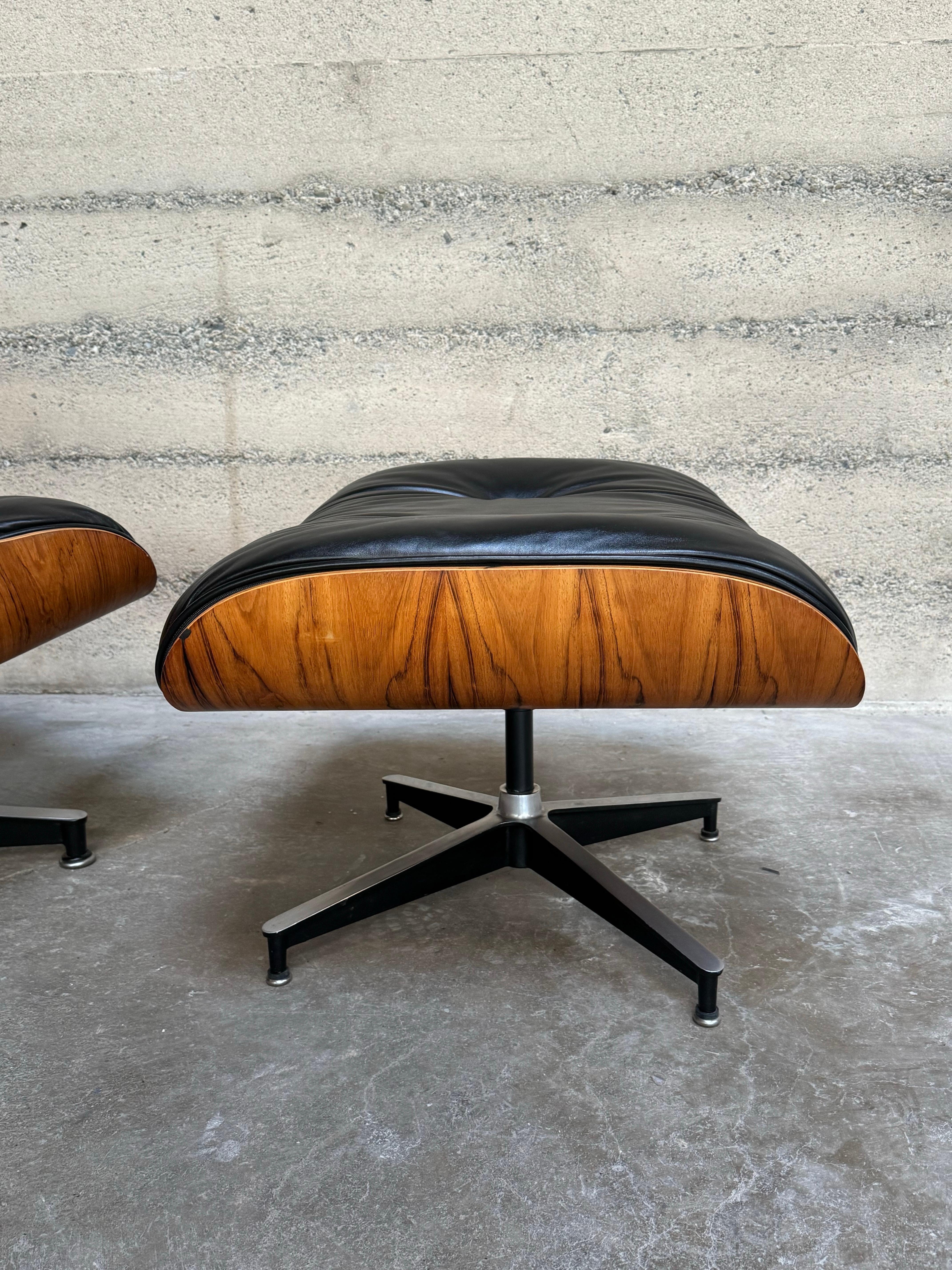 American 1970s Rosewood / Leather Eames Lounge & Ottoman 670 / 671 Herman Miller