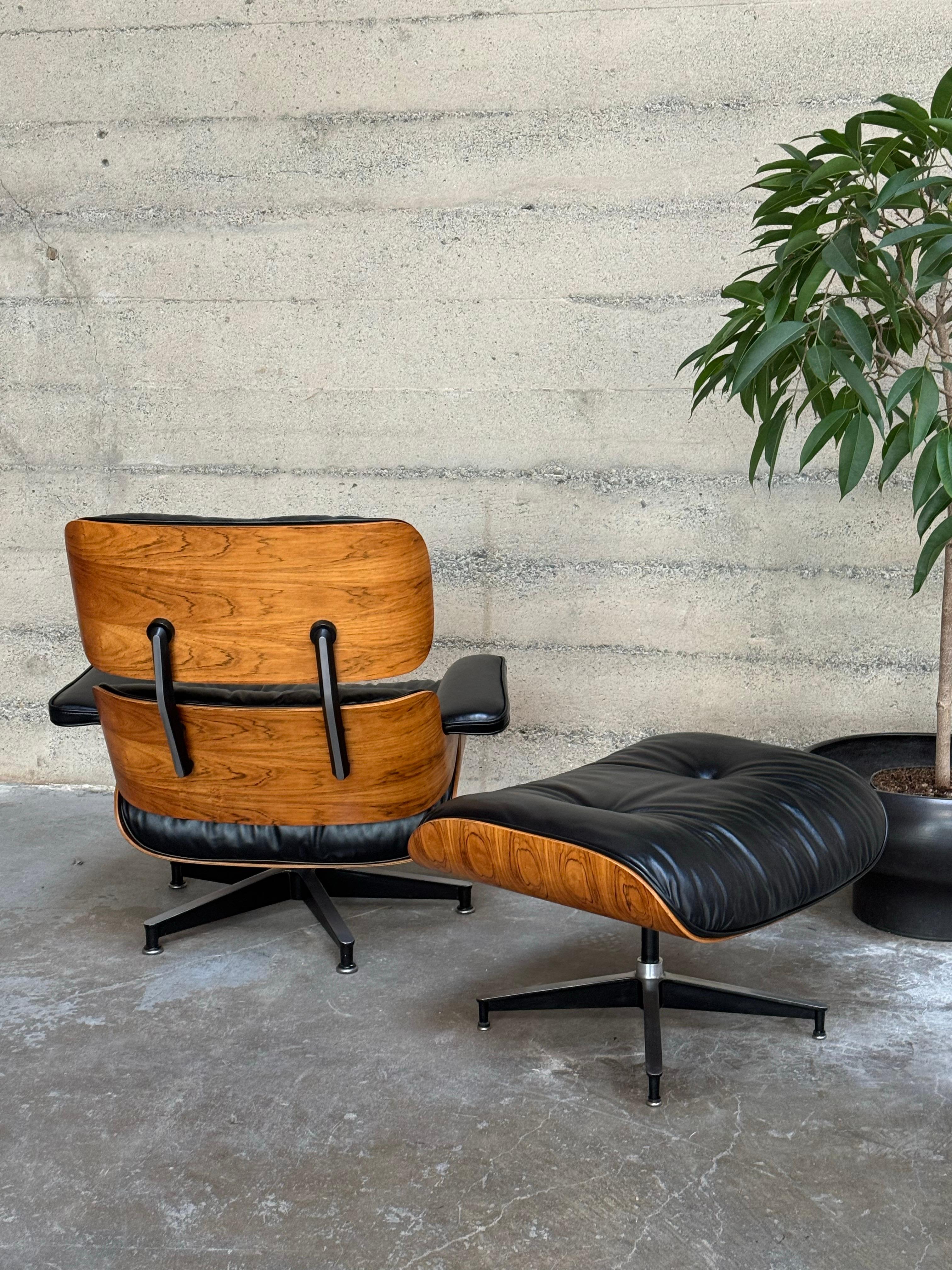 Hand-Crafted 1970s Rosewood / Leather Eames Lounge & Ottoman 670 / 671 Herman Miller