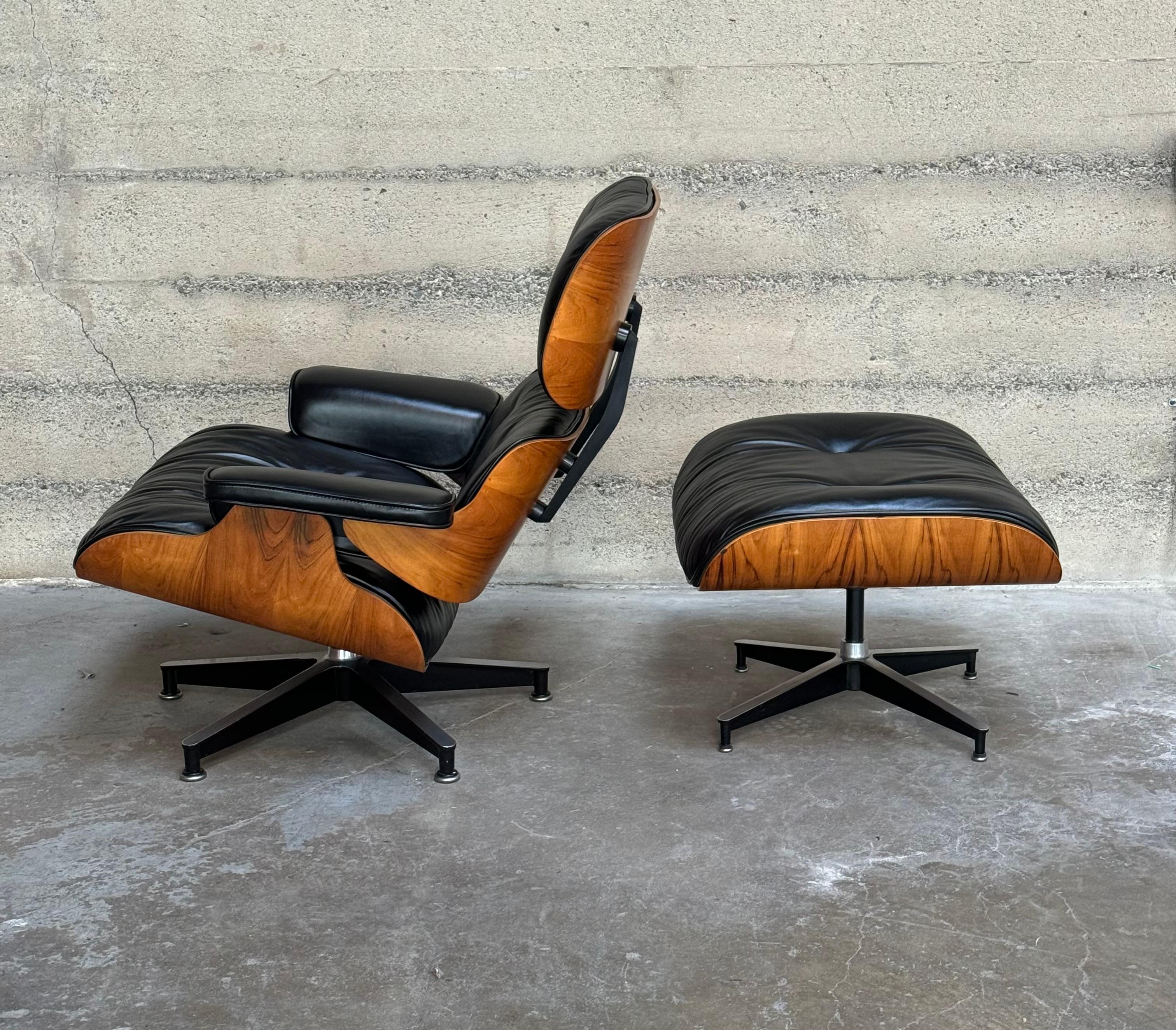 Hand-Crafted 1970s Rosewood / Leather Eames Lounge & Ottoman 670 / 671 Herman Miller