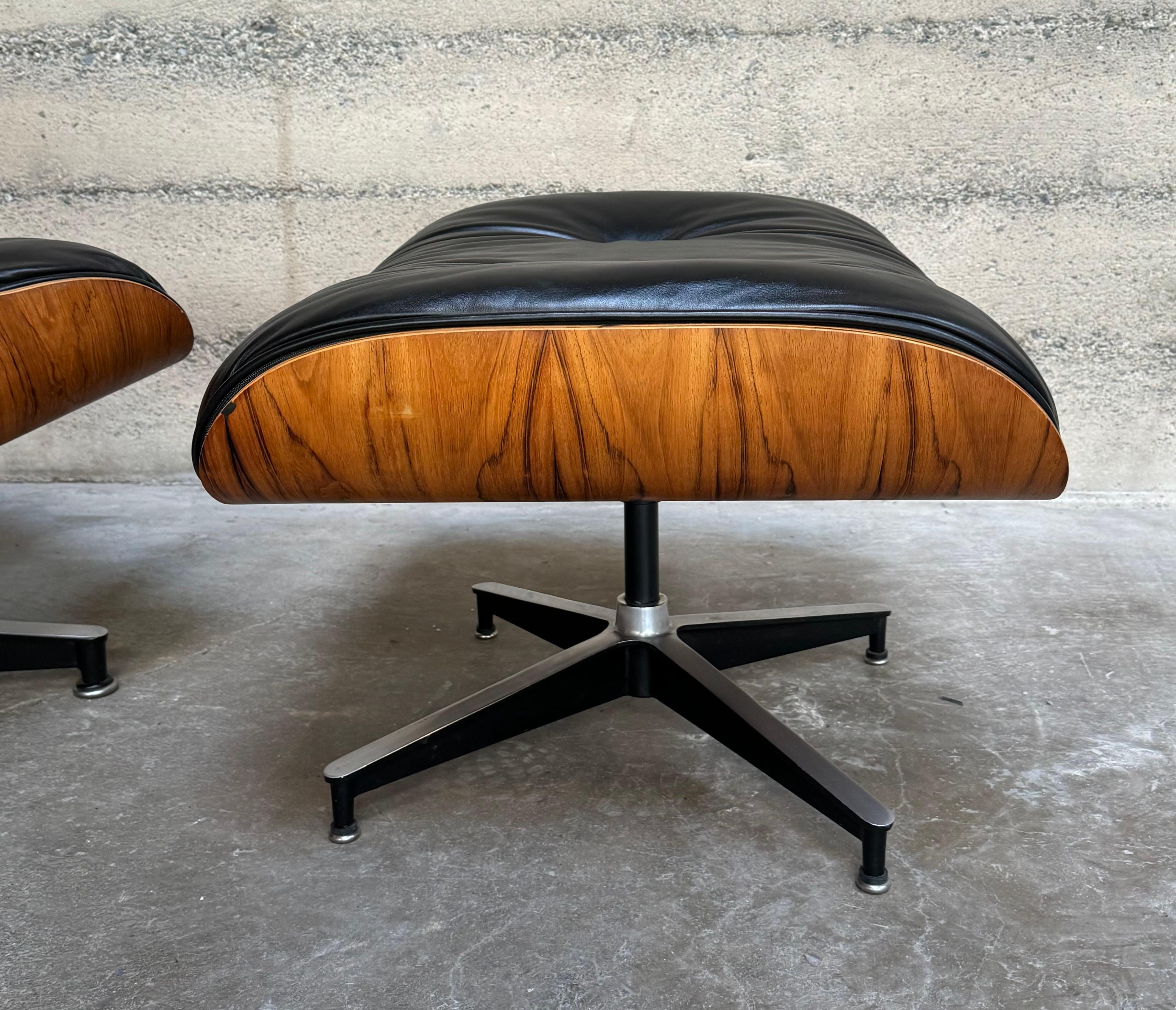 Aluminum 1970s Rosewood / Leather Eames Lounge & Ottoman 670 / 671 Herman Miller