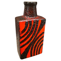 1970s Roth Keramik Fat Lava Red and Black German Bottle Vase