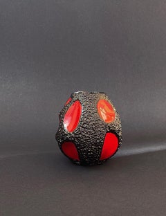 1970s Roth Keramik Studio Art Pottery Vase ‘’Fat Lava’’ Red, West Germany