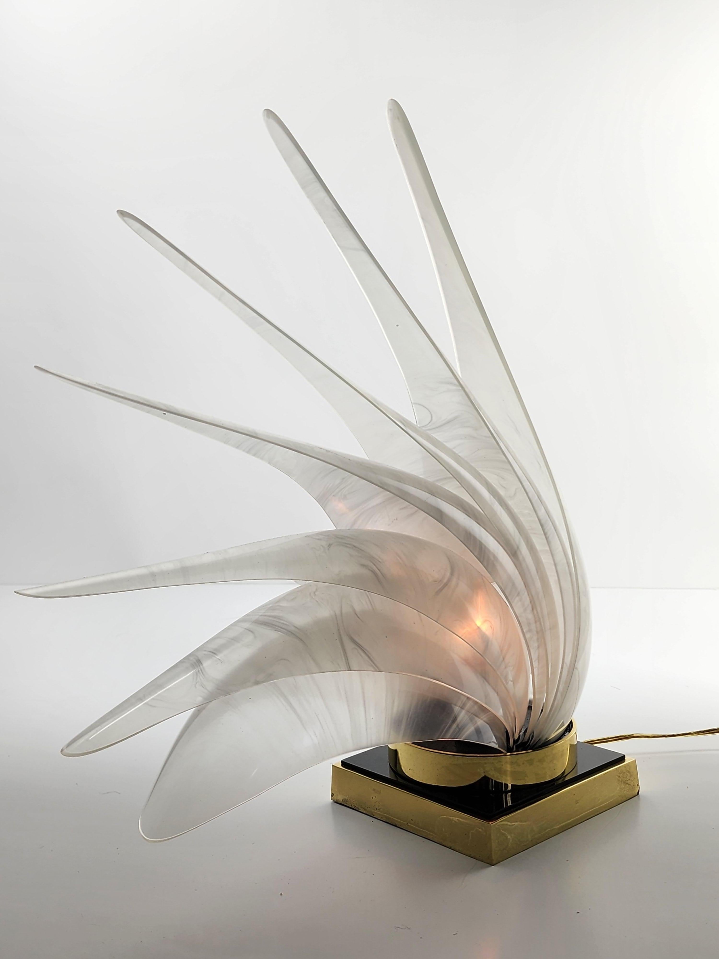 Brass 1970s Rougier ' Bird of Paradise' Table Lamp, Canada For Sale