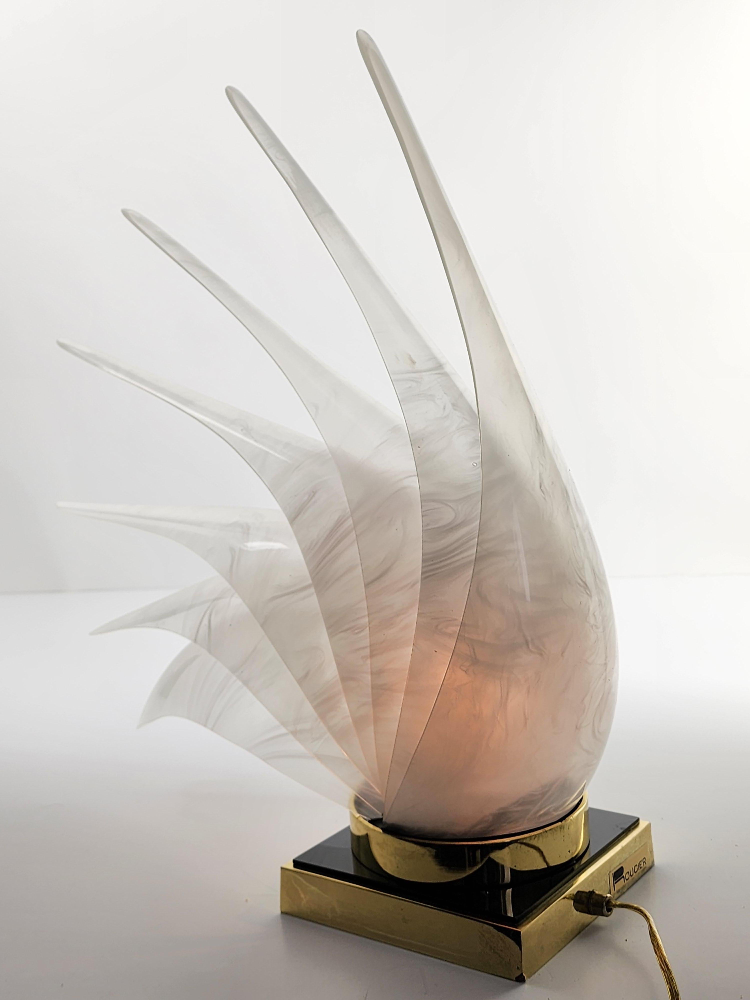 Rougier ' Vogel des Paradieses' Tischlampe, Kanada, 1970er Jahre (Messing) im Angebot