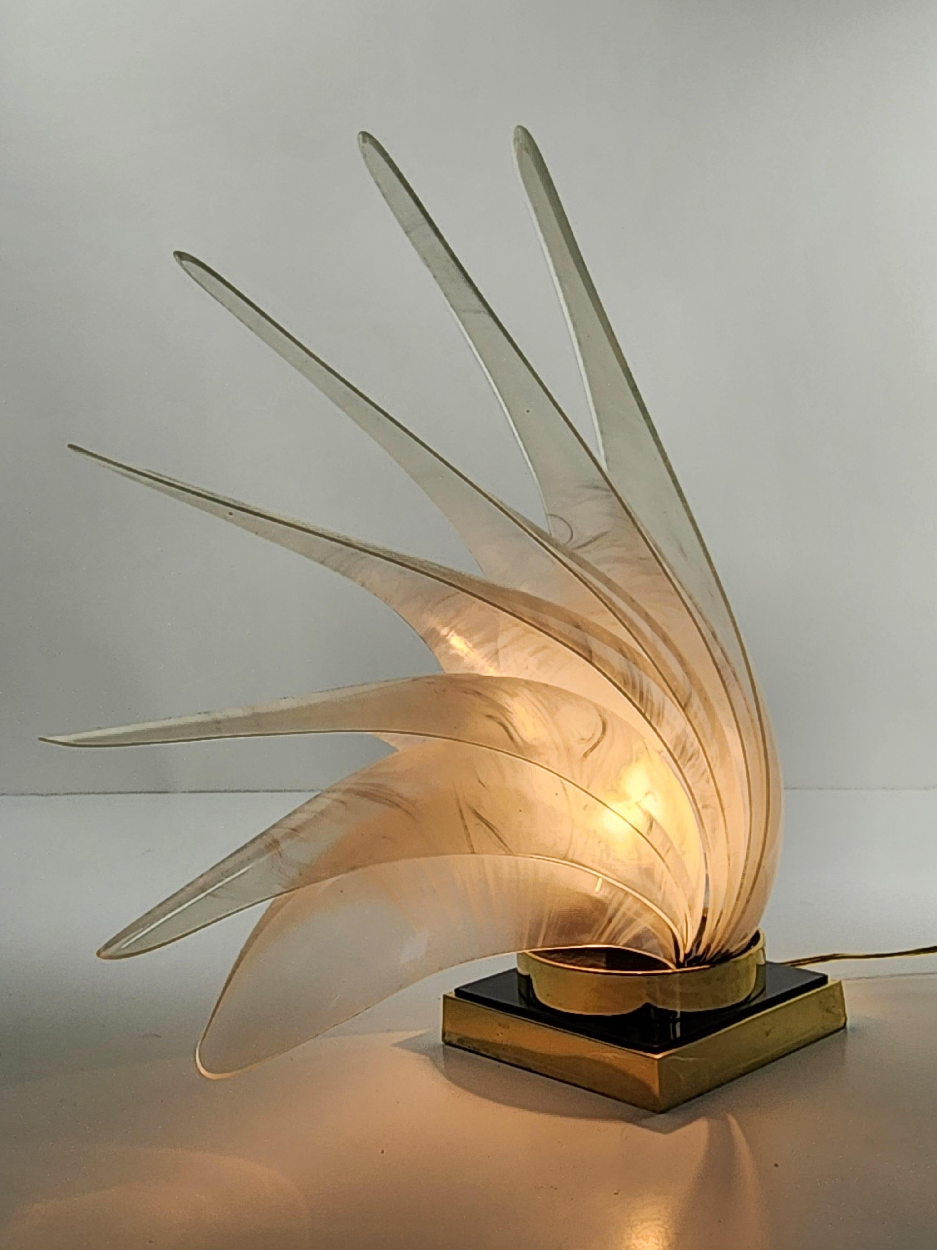 Brass 1970s Rougier ' Bird of Paradise' Table Lamp, Canada For Sale