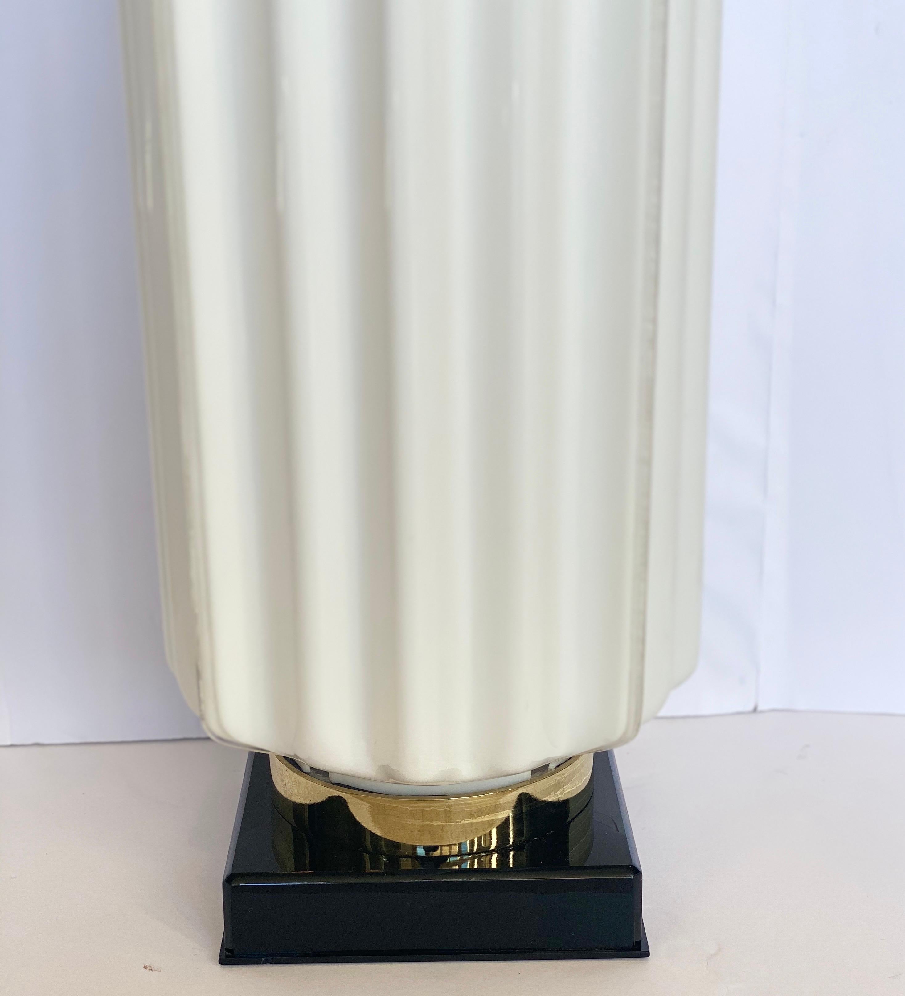 Modern 1970s Rougier White Fluted Acrylic Table Lamp