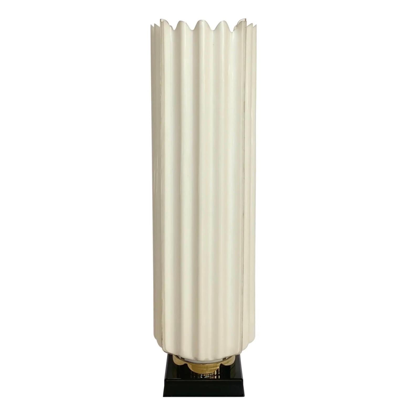 1970s Rougier White Fluted Acrylic Table Lamp