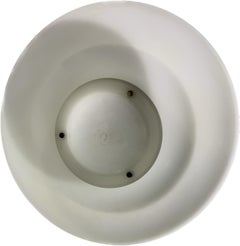 1970s Round Chandelier, Sandblasted Glass, Brushed Chrome, Europe