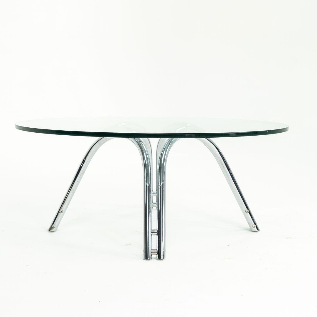 1970s Round Chromed-Steel and Glass Coffee Table attributed to Roger Sprunger For Sale 3