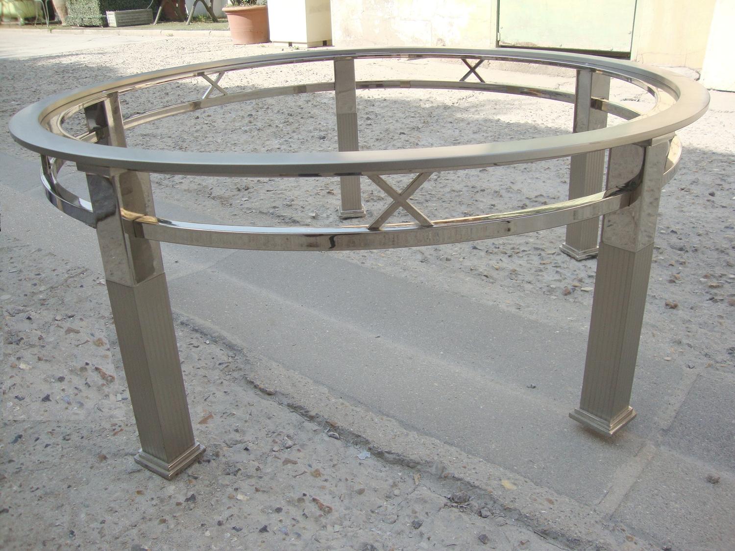 1970s Round Coffee Table in Chromed Metal and Acid-Worked Glass In Good Condition For Sale In Paris, FR