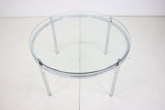 1970s Round Conference Table Chrome and Glass, Italy