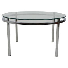 1970s Round Conference Table Chrome and Glass, Italy