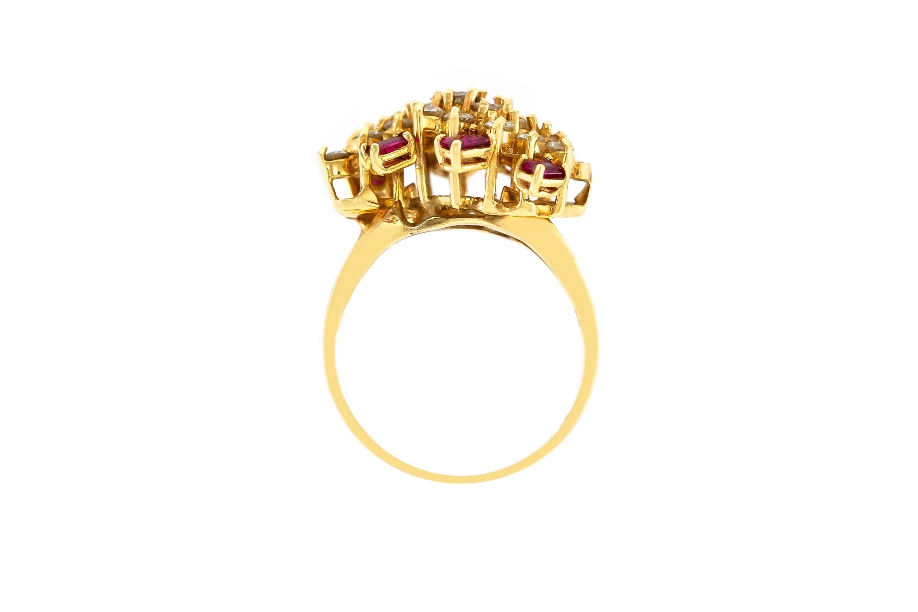 1970s Diamonds and Rubies Ring For Sale at 1stDibs