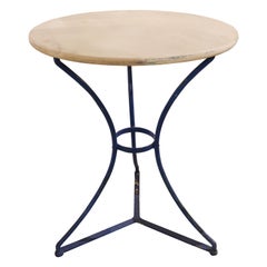 1970s Round Gueridon Garden Table with Iron Base and Marble Top