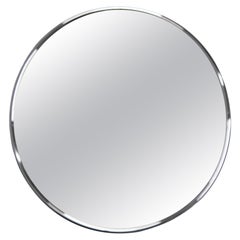 1970s Round Italian Chrome Plated Mirror