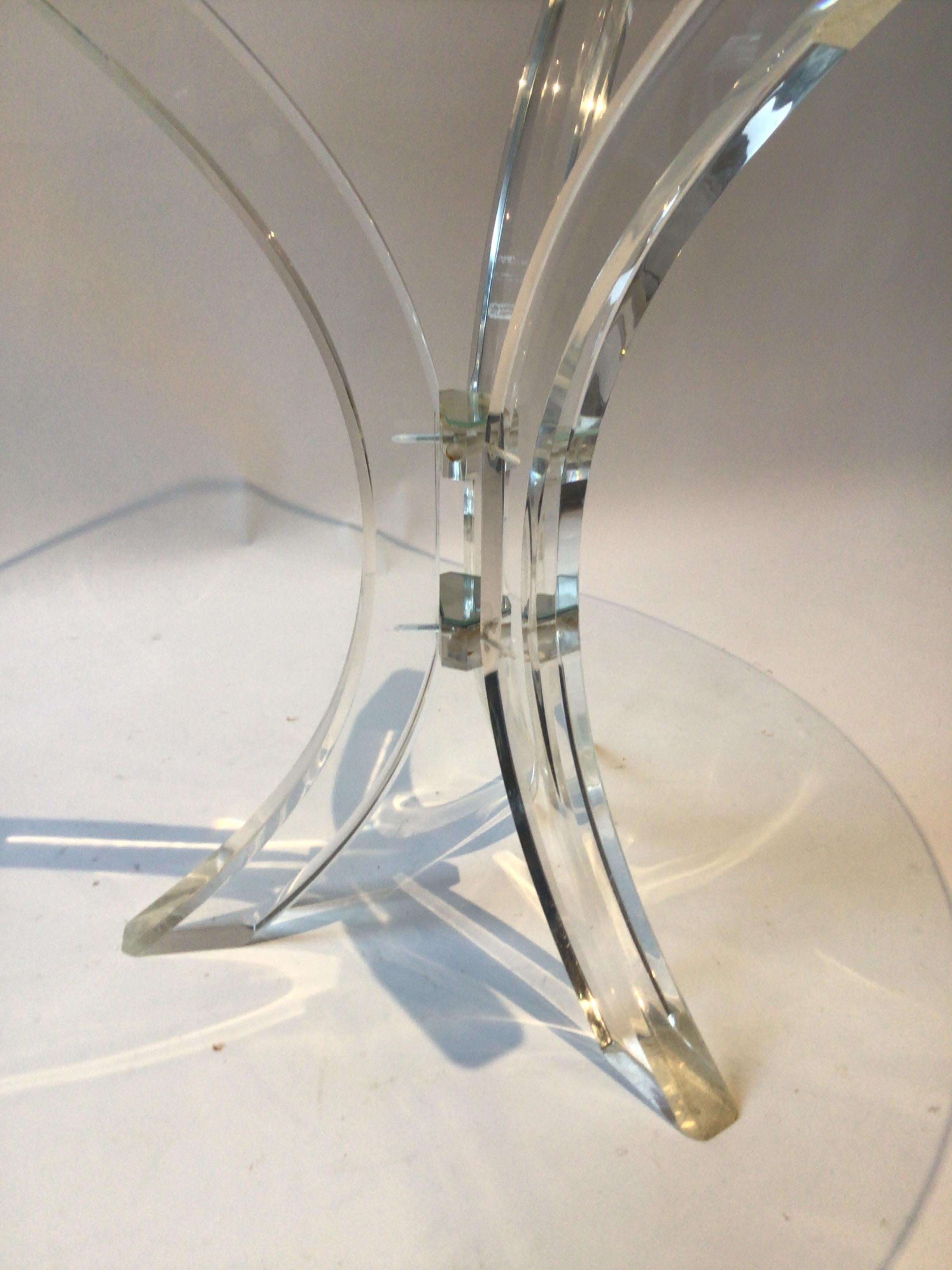 1970s Round Lucite Table With Glass Top 1