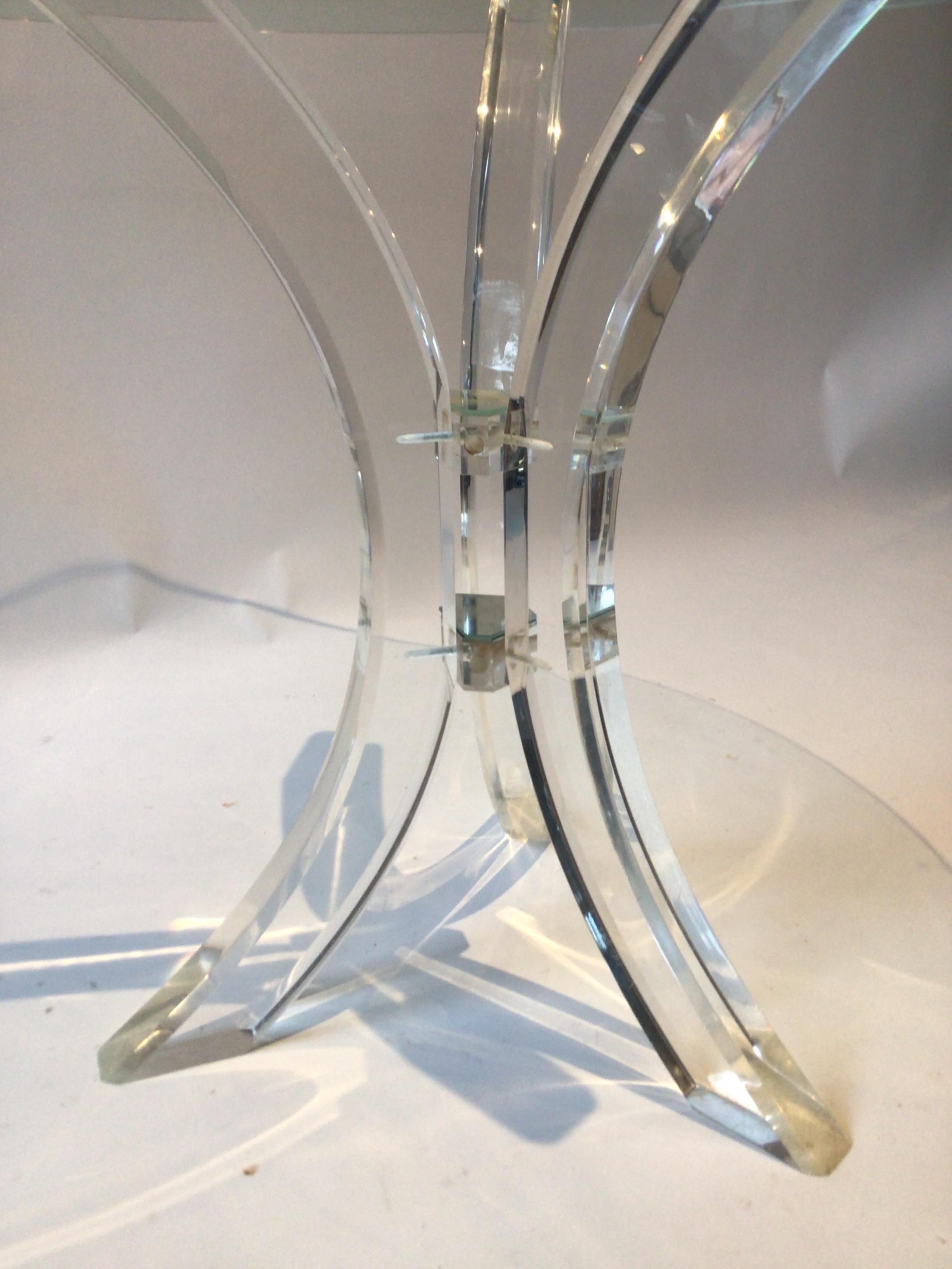1970s Round Lucite Table With Glass Top 2