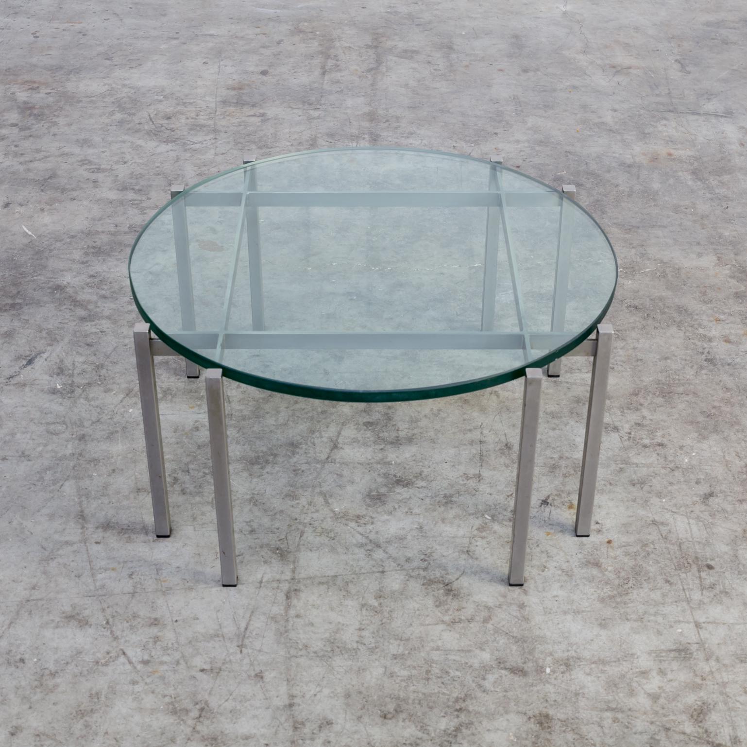 Stainless Steel 1970s Round Metal and Glass Design Coffee Table For Sale