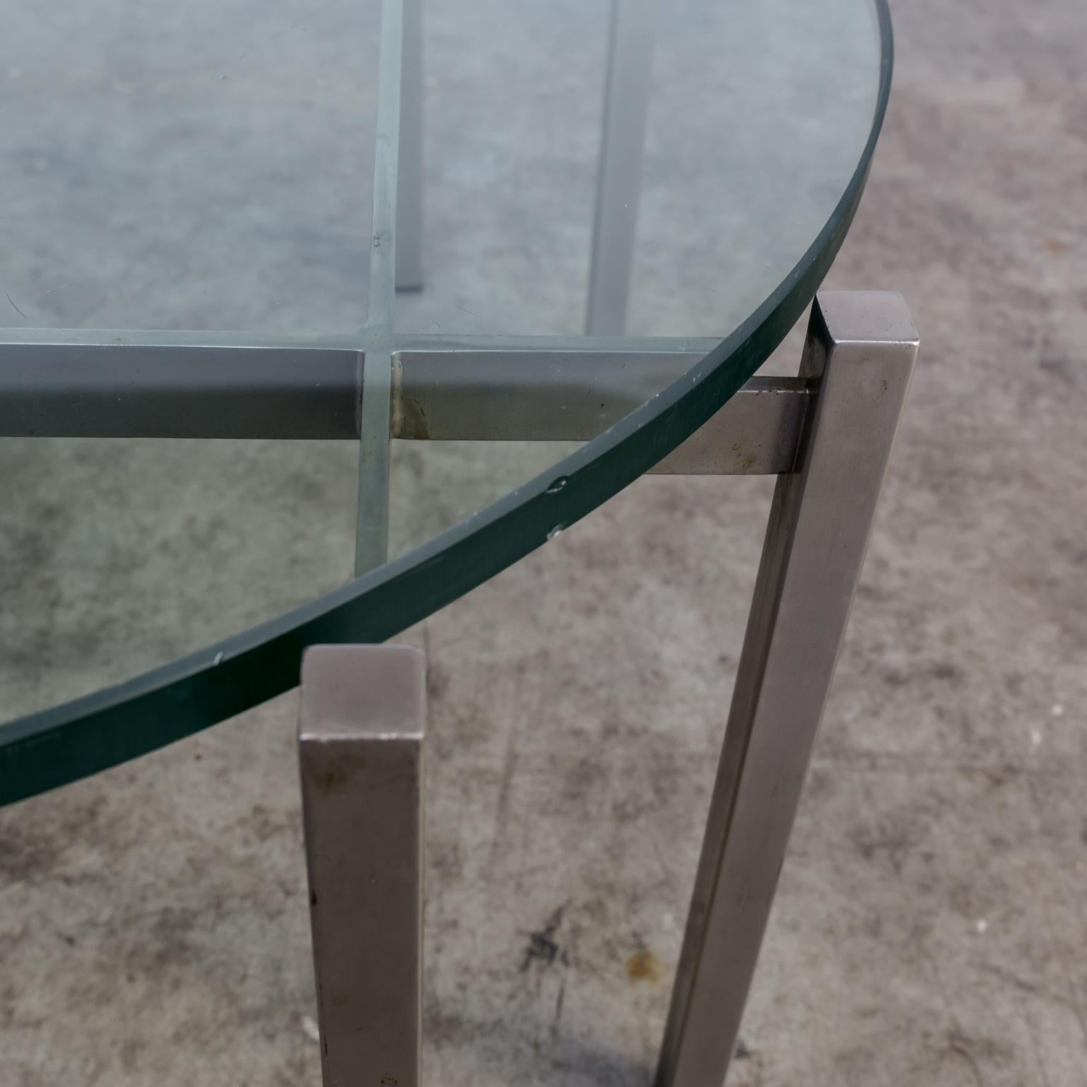 1970s Round Metal and Glass Design Coffee Table For Sale 2