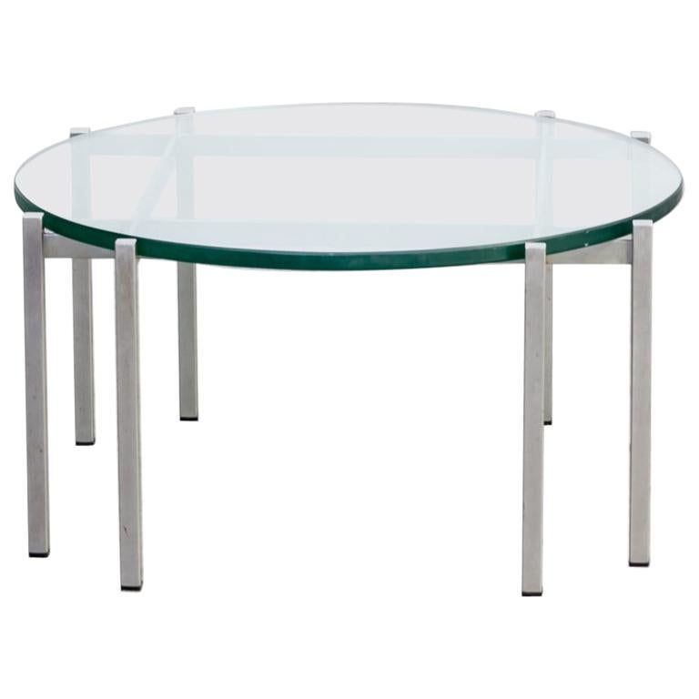 1970s Round Metal and Glass Design Coffee Table For Sale