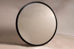 1970s Round Mirror with Wooden Frame Diam 150cm