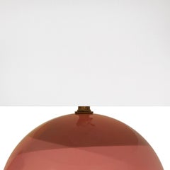 1970s Round Pink Glaze Ceramic Table Lamp