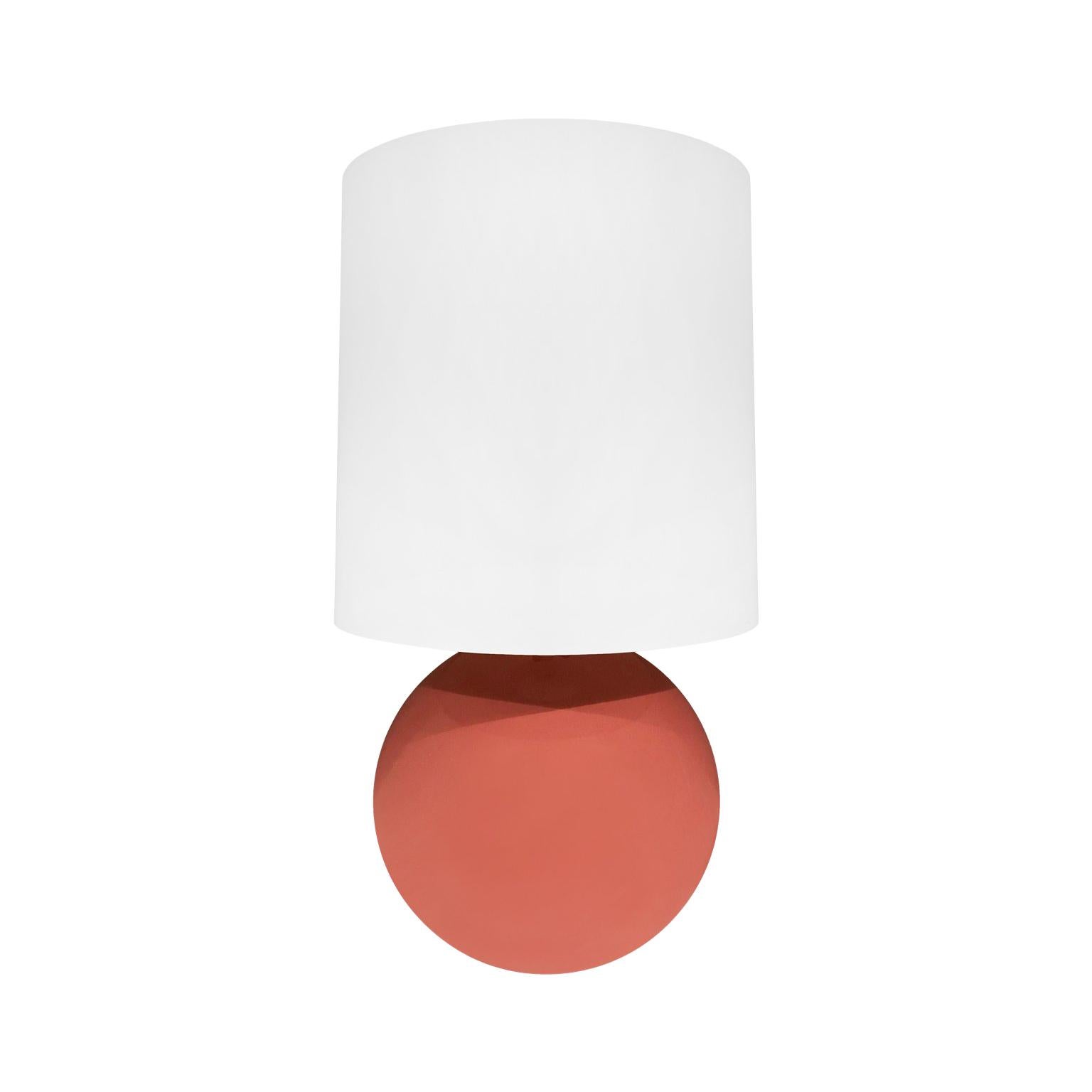1970s Round Pink Glaze Ceramic Table Lamp