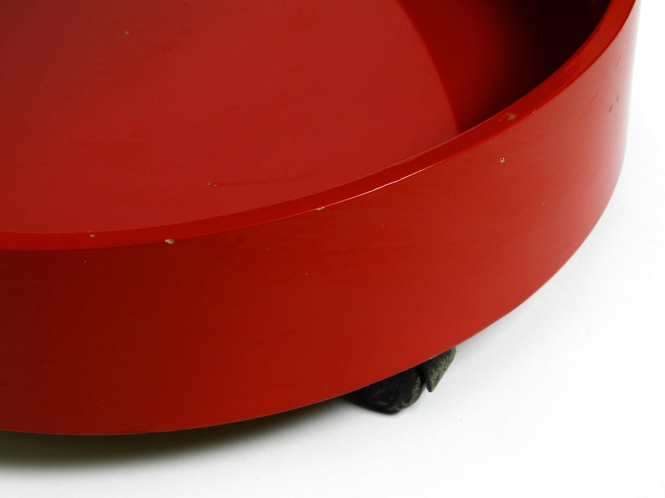 1970s round red side table from OPAL in Space Age design with smoked glass top For Sale 8