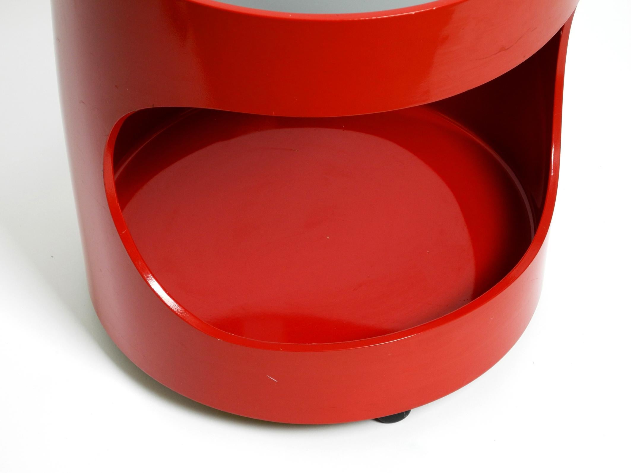 1970s round red side table from OPAL in Space Age design with smoked glass top For Sale 10