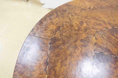 1970s Round Root Wood Table with Geometrically Decorated Top