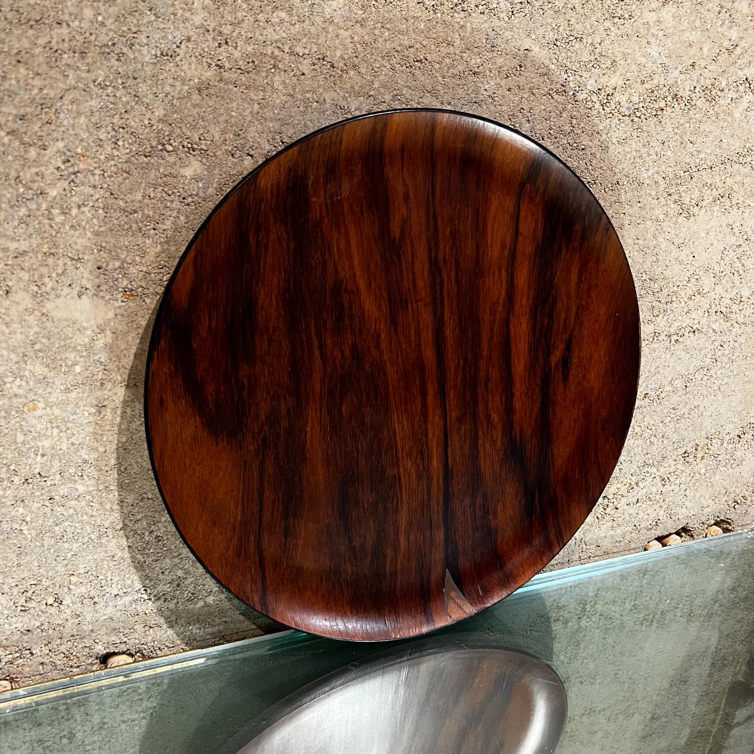 1970s Round Rosewood Service Tray Midcentury Modern Japan In Good Condition In Chula Vista, CA