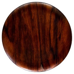 1970s Round Rosewood Service Tray Midcentury Modern Japan