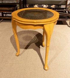 1970s Round Side Table in Louis XV Style with Engraved Glass Top