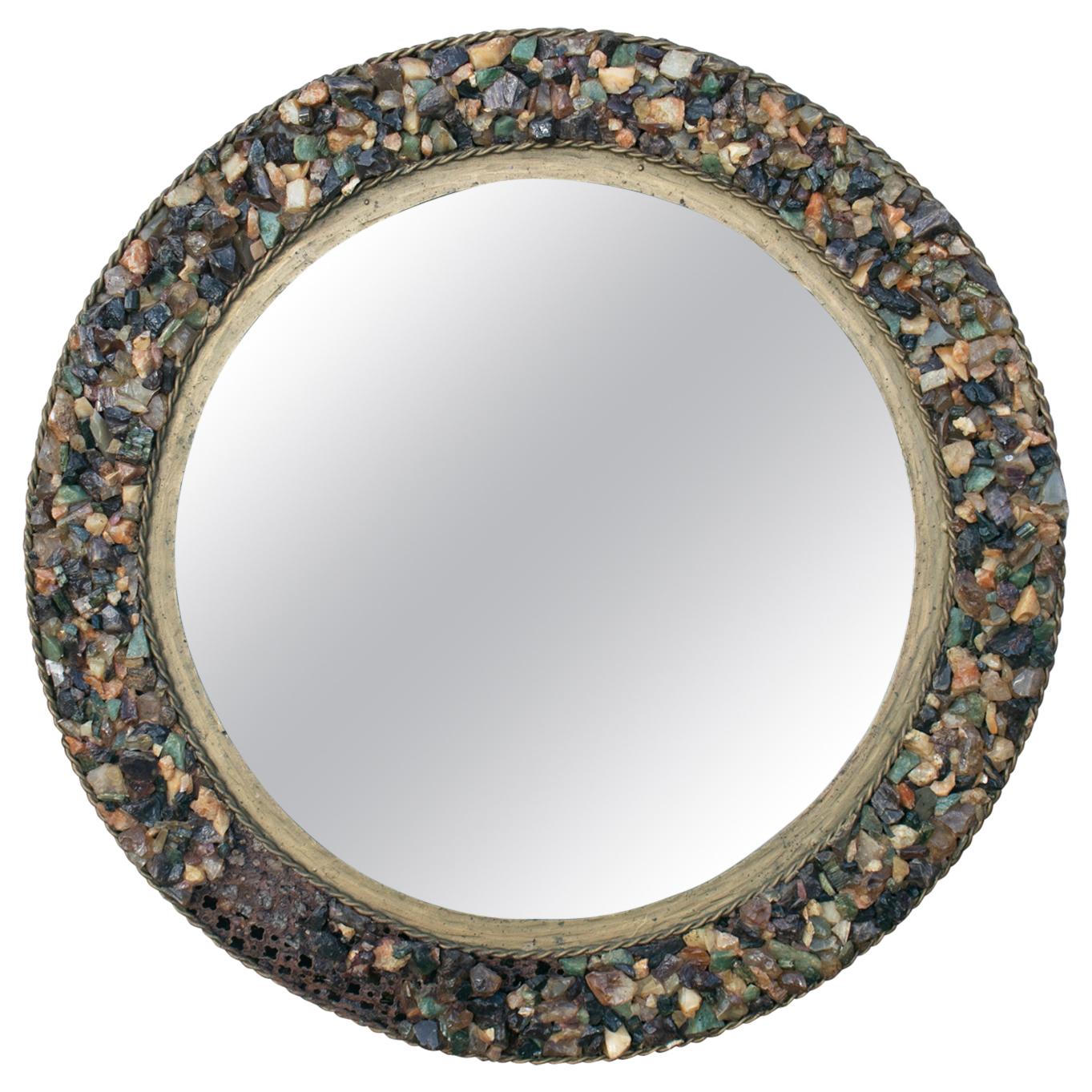 1970s Curtis Jere Round Mirror with Chrome Frame For Sale at 1stDibs