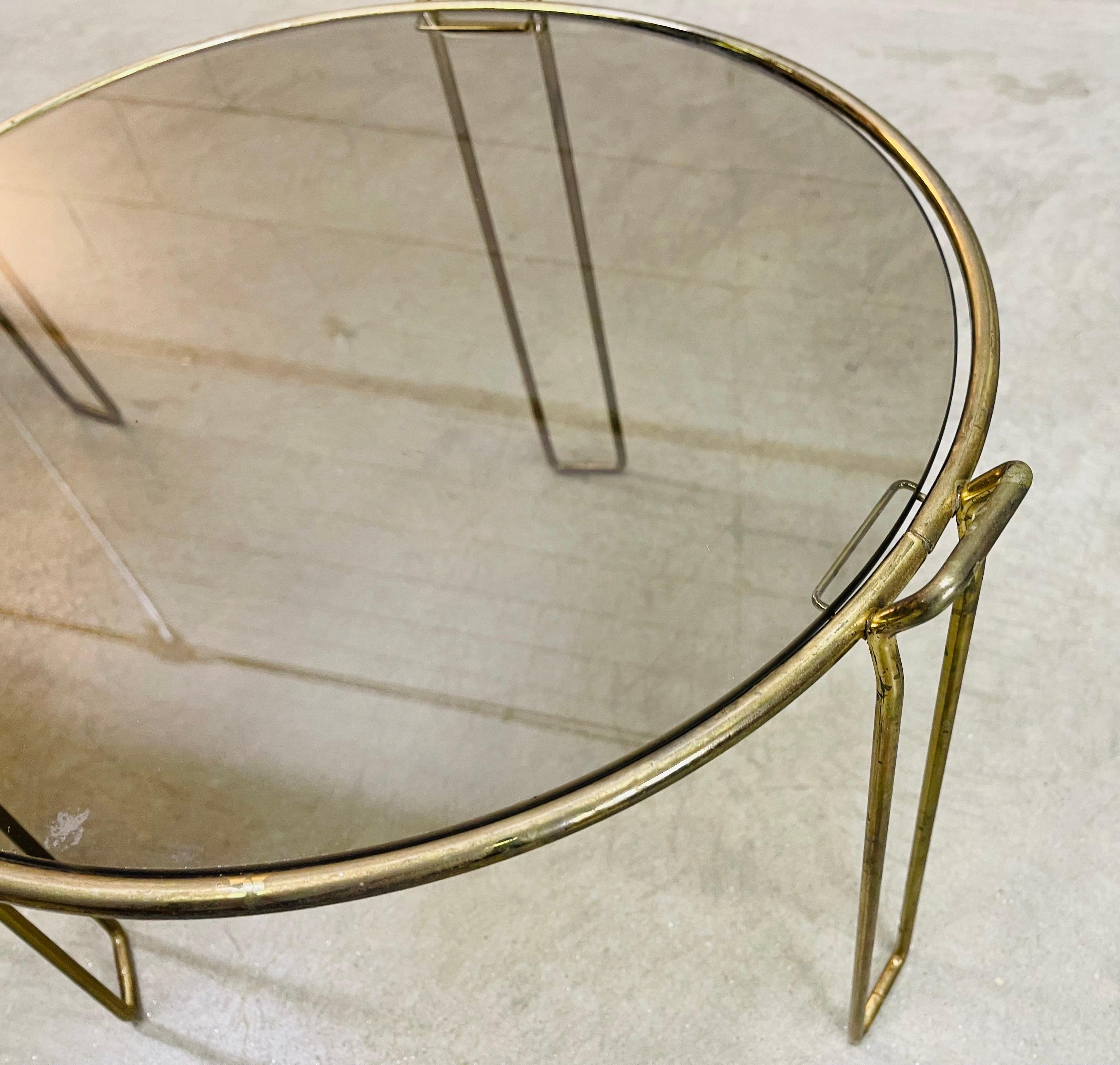 20th Century 1970s Round Stacking Smoked Glass Side Tables, Pair For Sale
